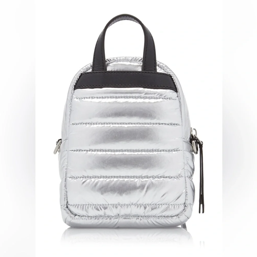 Moncler Silver Metallic Mini Puffer Backpack - Picture 6 of 10